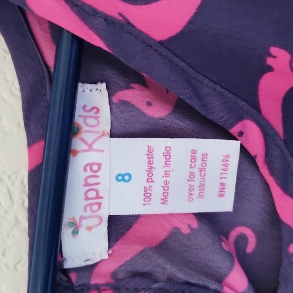 Cute navy dress with fuchsia dog print, perfect for play or parties! - Picture 3 of 4